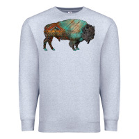 Heather Grey aztec bison Premium Sweatshirt - RanaPortraitStore