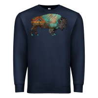 Navy aztec bison Premium Sweatshirt - RanaPortraitStore