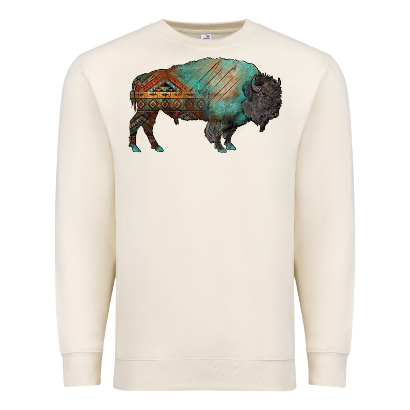 Aztec Bison Premium Sweatshirt by RanaPortraitStore | Teevron