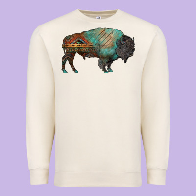 Aztec Bison Premium Sweatshirt Designed By Ranaportraitstore