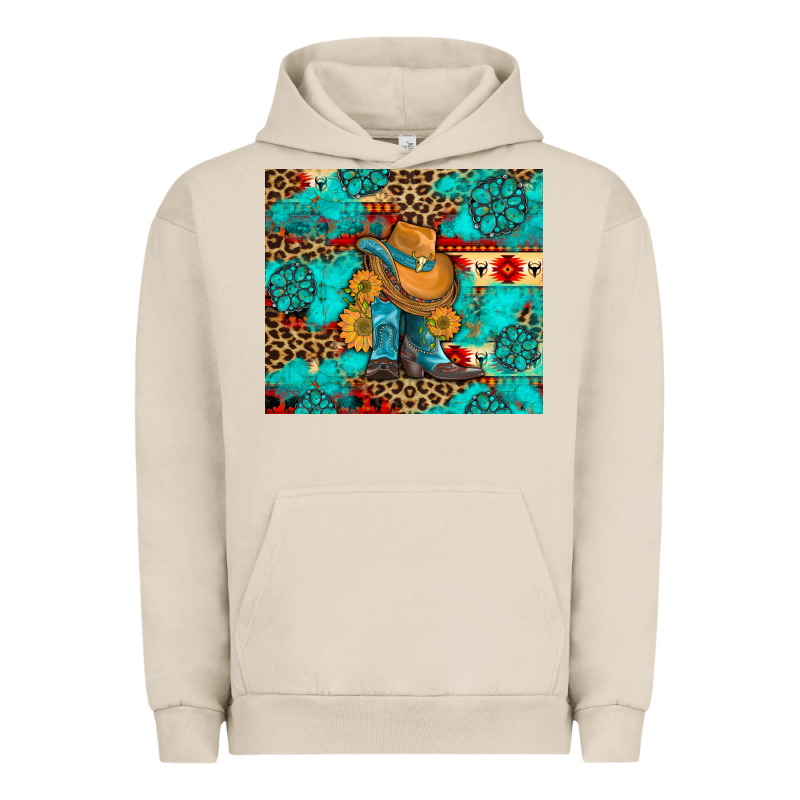 Cowboy Boots With Turquoise And Aztec Urban Hoodie by Artiststas | Teevron