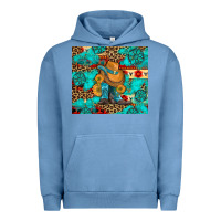 Pigment Pebble Blue cowboy boots with turquoise and aztec Urban Hoodie - Artiststas