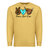 Antique Gold peace love cow Premium Sweatshirt - RanaPortraitStore