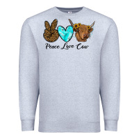 Heather Grey peace love cow Premium Sweatshirt - RanaPortraitStore