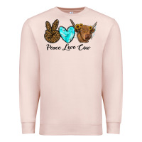 Pale Pink peace love cow Premium Sweatshirt - RanaPortraitStore
