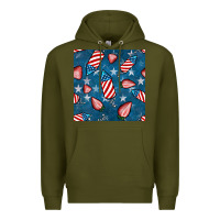 Army Green 4th uf july strawberries seamless pattern Premium Hoodie - BundleAndBundleShop
