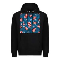 Black 4th uf july strawberries seamless pattern Premium Hoodie - BundleAndBundleShop