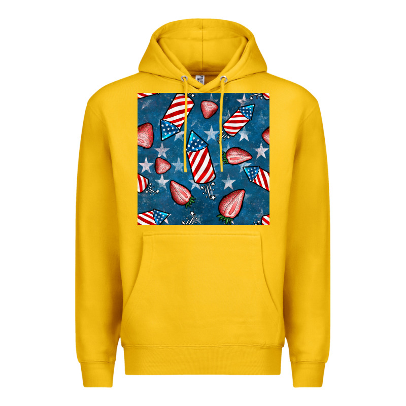 4th Uf July Strawberries Seamless Pattern Premium Hoodie by BundleAndBundleShop | Teevron