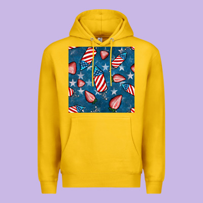 4th Uf July Strawberries Seamless Pattern Premium Hoodie Designed By Bundleandbundleshop