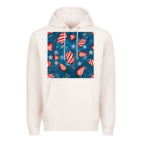 Pale Pink 4th uf july strawberries seamless pattern Premium Hoodie - BundleAndBundleShop