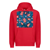 Red 4th uf july strawberries seamless pattern Premium Hoodie - BundleAndBundleShop