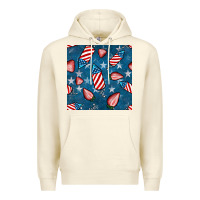 Sandshell 4th uf july strawberries seamless pattern Premium Hoodie - BundleAndBundleShop