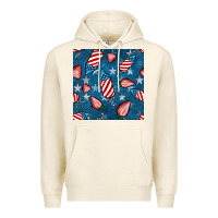 Tofu 4th uf july strawberries seamless pattern Premium Hoodie - BundleAndBundleShop