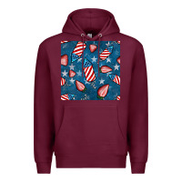 Burgundy 4th uf july strawberries seamless pattern Premium Hoodie - BundleAndBundleShop