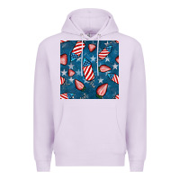 Lilac 4th uf july strawberries seamless pattern Premium Hoodie - BundleAndBundleShop