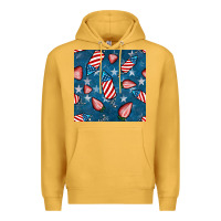 Mustard 4th uf july strawberries seamless pattern Premium Hoodie - BundleAndBundleShop