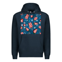 Navy 4th uf july strawberries seamless pattern Premium Hoodie - BundleAndBundleShop