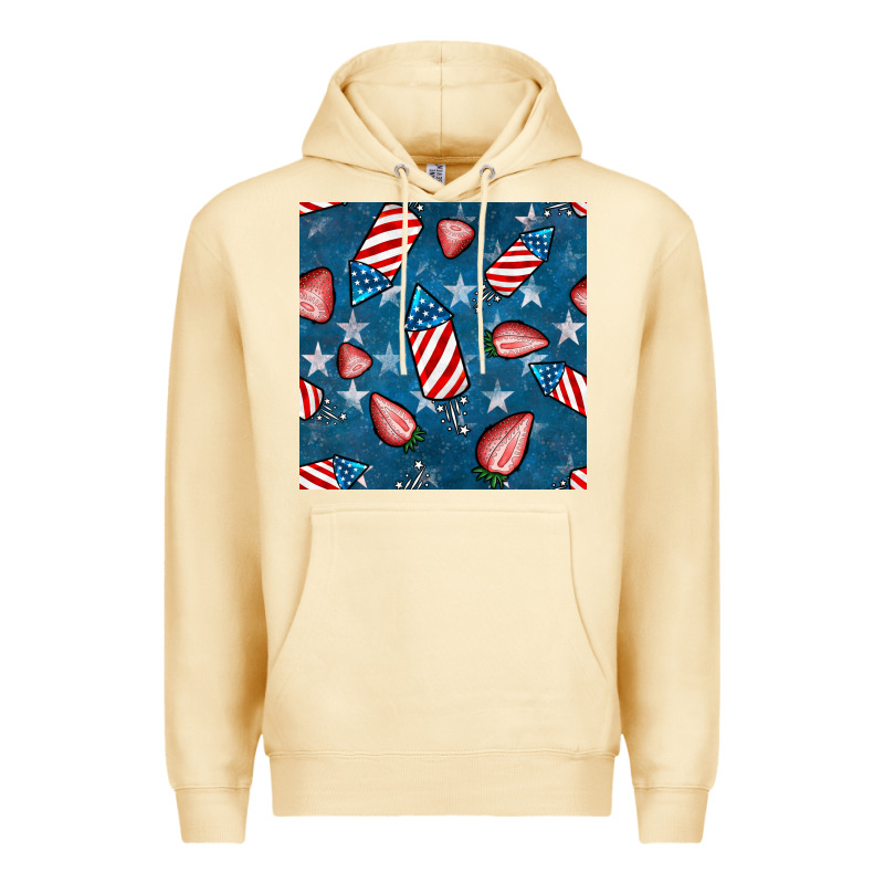 4th Uf July Strawberries Seamless Pattern Premium Hoodie by BundleAndBundleShop | Teevron