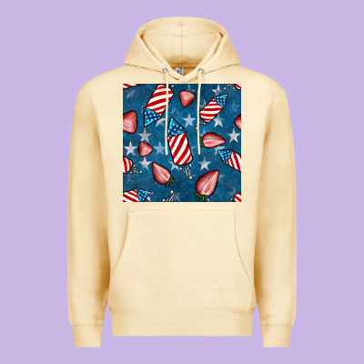 4th Uf July Strawberries Seamless Pattern Premium Hoodie Designed By Bundleandbundleshop