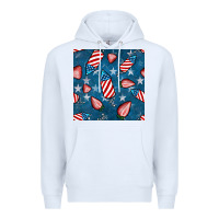 White 4th uf july strawberries seamless pattern Premium Hoodie - BundleAndBundleShop
