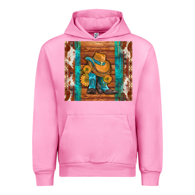 Cowboy Boots Turquoise Aztec Cowhide Urban Hoodie by Artiststas | Teevron