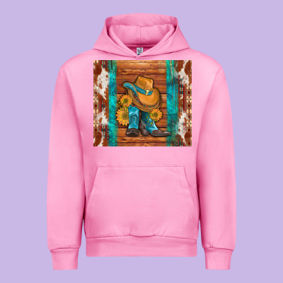 Cowboy Boots Turquoise Aztec Cowhide Urban Hoodie Designed By Artiststas