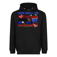 Black running on iced coffe and freedom Heavyweight Hoodie - texasbilliewilder