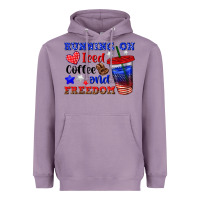 Lavender running on iced coffe and freedom Heavyweight Hoodie - texasbilliewilder