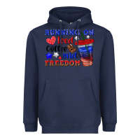 Navy running on iced coffe and freedom Heavyweight Hoodie - texasbilliewilder