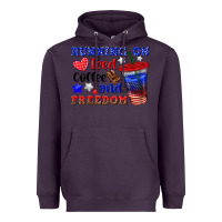 Plum running on iced coffe and freedom Heavyweight Hoodie - texasbilliewilder