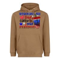 Toasted Coconut running on iced coffe and freedom Heavyweight Hoodie - texasbilliewilder