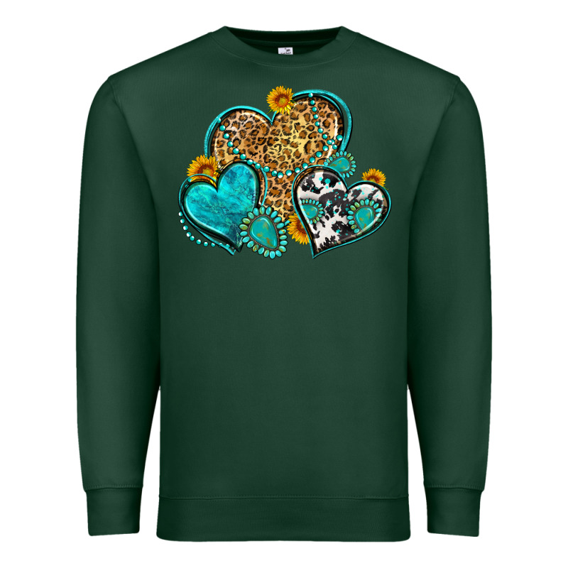 Western Turquoise Hearts Premium Sweatshirt by Zillion Design Studio | Teevron