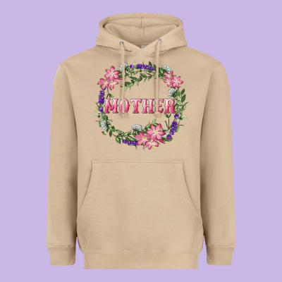 Heavyweight Hoodie mother with floral wreath
