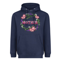 Navy mother with floral wreath Heavyweight Hoodie - RanaPortraitStore