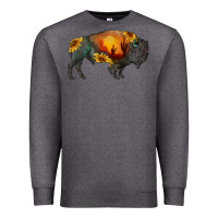 Charcoal Heather sunflower bison Premium Sweatshirt - RanaPortraitStore