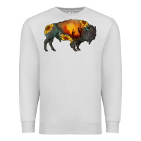 Dove Grey sunflower bison Premium Sweatshirt - RanaPortraitStore