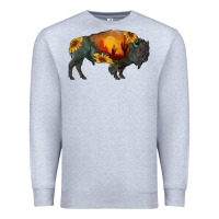 Heather Grey sunflower bison Premium Sweatshirt - RanaPortraitStore
