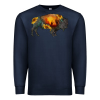 Navy sunflower bison Premium Sweatshirt - RanaPortraitStore