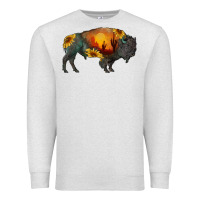 Oatmeal Heather sunflower bison Premium Sweatshirt - RanaPortraitStore