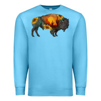 Ocean Blue sunflower bison Premium Sweatshirt - RanaPortraitStore
