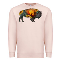 Pale Pink sunflower bison Premium Sweatshirt - RanaPortraitStore