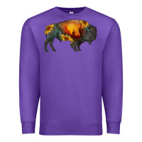Purple sunflower bison Premium Sweatshirt - RanaPortraitStore
