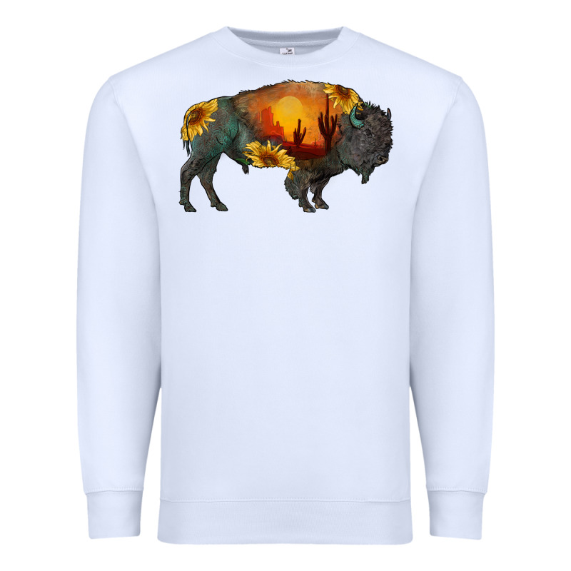 Sunflower Bison Premium Sweatshirt by RanaPortraitStore | Teevron