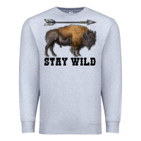 Heather Grey stay wild bison Premium Sweatshirt - RanaPortraitStore