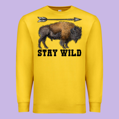 Stay Wild Bison Premium Sweatshirt Designed By Ranaportraitstore