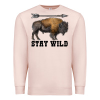 Pale Pink stay wild bison Premium Sweatshirt - RanaPortraitStore