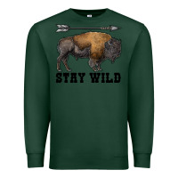 Sports Green stay wild bison Premium Sweatshirt - RanaPortraitStore