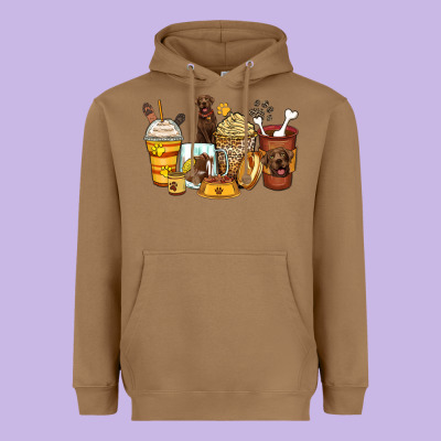 Labrador Retriever Coffee Cups Heavyweight Hoodie Designed By Zillion Design Studio