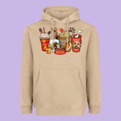 Labradoodle Coffee Cups Heavyweight Hoodie Designed By Zillion Design Studio