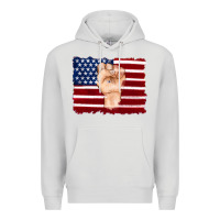 Dove Grey american flag with hand Premium Hoodie - Artiststas